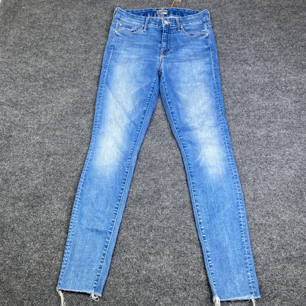 Mother Looker Ankle Fray Birds Of Paradise Skinny Jeans Blue 27 1431-295